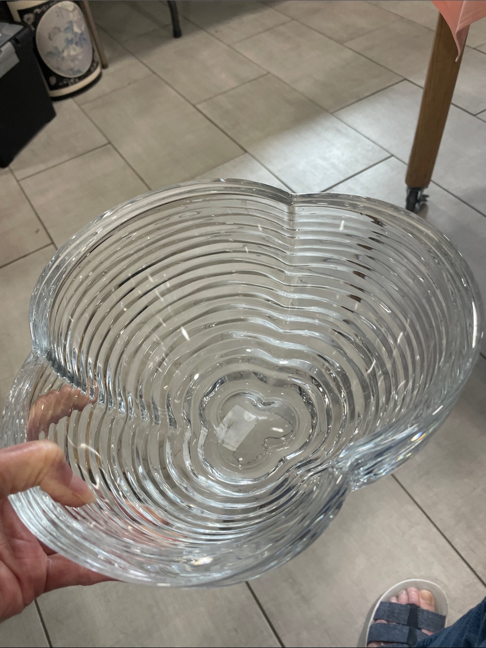 Mikasa Clear Ribbed Glass Heart-Influenced Serving Bowl